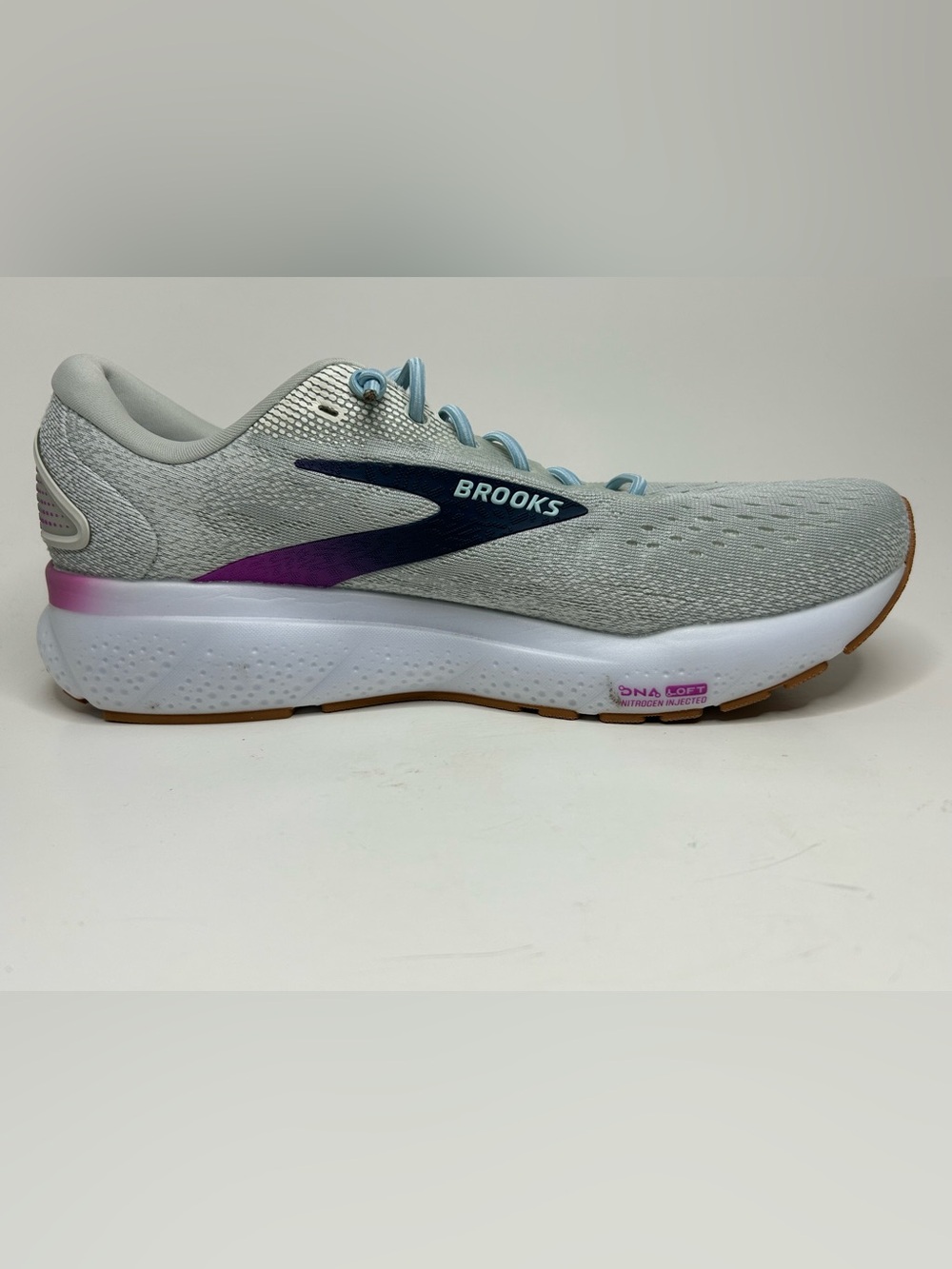 Brooks Athletic White Grey Blue Pink Ghost Sneaker Size 10 - Picture 7 of 13
